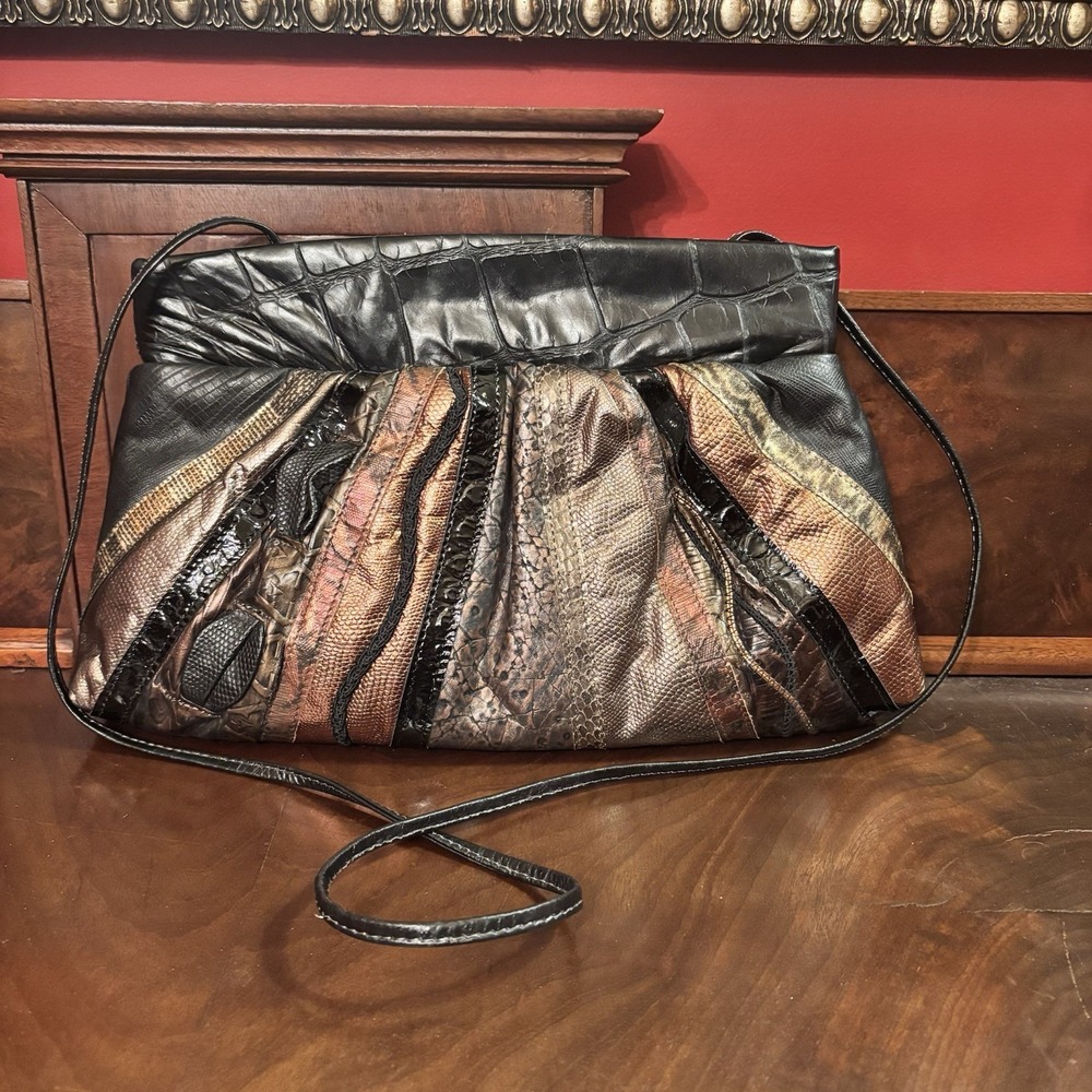Samir Handbags Patchwork Leather Foldover Clutch Crossbody‎ Bag USA